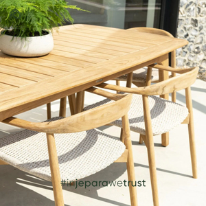 Juego de Comedor de Madera Maciza Premium March Expo, Juego de Comedor de Teca Indonesia para Exteriores, 8 Sillas, Moderno, para Villa, Hogar, Oficina, Sala de Estar - Product Image 3
