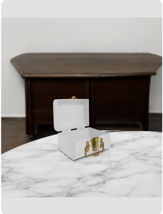 Blue Rectangular Metal Jewelry <b>Box</b> with Gold Hinges and Lid Modern <b>Storage</b> Case <b>for</b> Accessories 1 Layer Design - Product Image 5