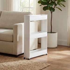 3-Tier Plastic Rolling <b>Storage</b> Cart for Kitchen <b>Laundry</b> Bathroom and Living Room-White - Product Image 5