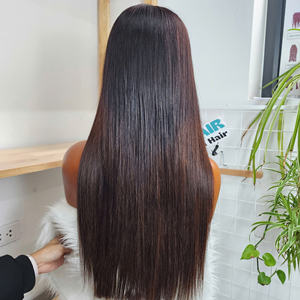 Perruque 100% Cheveux Humains Vierges Vietnamiens Super Double Drawn avec Fermeture en Dentelle HD Transparente 5x5, Lisse Baguette, 20 pouces, Ombré Brun - Product Image 3