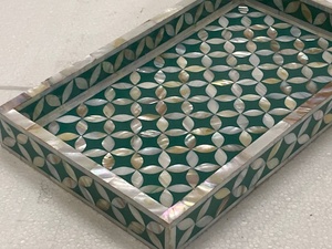 Modern Luxury Round Resin Inlay MDF Wood Sustainable Customizable Single Tier <b>Storage</b> <b>Tray</b> for Desk and Table - Product Image 4