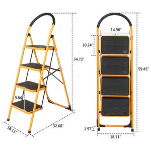 Portable Home and <b>Kitchen</b> 4-<b>Step</b> Folding Ladder Anti-Slip with Rubber Hand Grip RT - Product Image 6