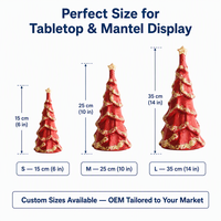 Árbol de Navidad de Pulpa de Papel Roja con Purpurina y Nieve, Decoración de Mesa, OEM ODM