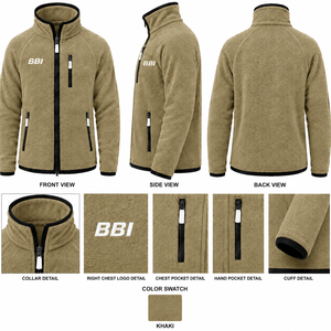 Veste polaire unisexe bleu sarcelle à fermeture éclair intégrale, col montant, chaude, en sherpa, avec bordure contrastante, pour l'extérieur, décontractée, thermique, vêtement d'extérieur zippé - Product Image 3