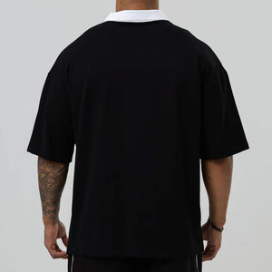 เสื้อยืดผู้ชายผ้าฝ้าย 100% ทรงเข้ารูป ยืดหยุ่นได้ ดีไซน์แผงต่อผ้า รุ่นใหม่ล่าสุด เสื้อผ้าฤดูร้อน ลายย้อมสีพื้น ทอแบบพิเศษ - Product Image 5
