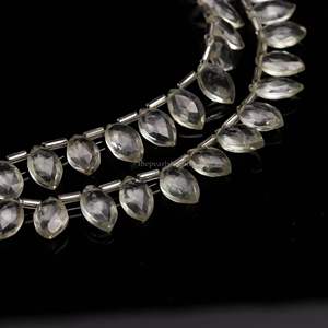 Perles d'améthyste verte facettées en forme de marquise, améthyste naturelle, perles de pierres précieuses percées sur le côté, 7x12-8x13MM, brin pour la fabrication de bijoux, 8 pouces - Product Image 4