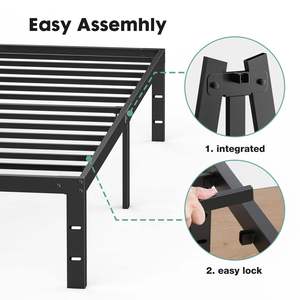 Lit pliant en lin taille double, mobilier de maison OEM/ODM, 10kg/11kg, lit intelligent moderne fabriqué au Vietnam, cadre en métal noir - Product Image 3