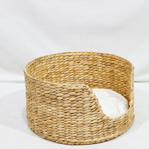 Natural Water Hyacinth Woven Oval Modern Pet Bed with Soft Cushion Eco-Friendly Breathable Cat Dog <b>Basket</b> - Product Image 5