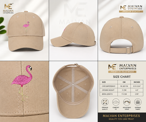 Hot Sale Ethnic Formal Unisex Custom <b>Flamingo</b> Embroidery Logo Breathable Adjustable Sports Caps Canvas 6 Panel Plain Curved Brim - Product Image 6