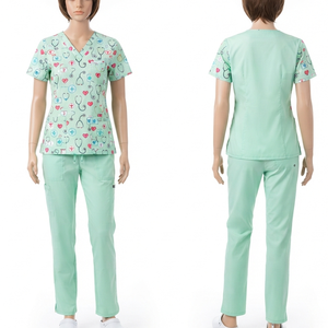 Conjunto de Uniformes Médicos Estampados Unisex Blackhardson, Tela Dobby Premium de 180 GSM, Poliéster, Rayón, Spandex, Cuello en V, Personalizado - Product Image 1