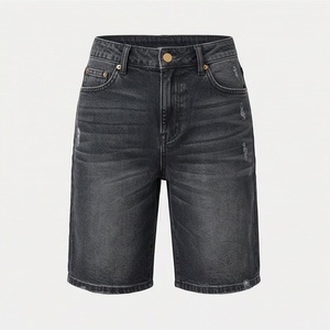 Shorts de mezclilla para mujer de cintura media, estilo boyfriend, desgastados, con rotos y lavados, excelente para verano, uso casual y formal, con estilo. - Product Image 1