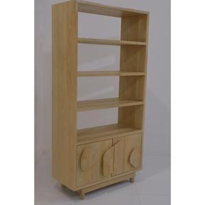 Meuble de salon scandinave en bois massif avec 3 étagères et portes à battants, meuble de rangement et de présentation moderne - Product Image 2