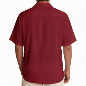 Camisas de Hombre de Color Rojo Casual a la Moda, Corte Holgado, Cuello Clásico, Manga Corta, Diseño Personalizado OEM ODM - Product Image 5