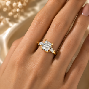 Anillo de Diamante Cultivado en Laboratorio con Corte Radiante, Plata 925, Oro de 9kt, 14kt, 18kt, para Joyería Femenina, Anillos de Compromiso - Product Image 2