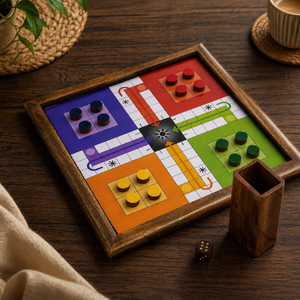Juego de Mesa Doble de Madera: Ludo y Serpientes |   Juego Familiar Reversible Premium de Mangowood |   Diversión compacta para viajar y llevar a la mesa - Product Image 2