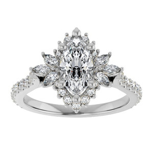 Anillo de Compromiso y Boda Clásico Hecho a Mano en Oro de 18K con Halo de Diamantes Cultivados en Laboratorio, Certificado IGI, para Mujer - Product Image 4