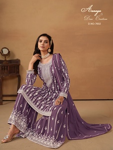 Los vestidos largos de seda para adultos más preferidos, trajes Salwar, vestidos Anarkali, secuencia dibujada a mano, lanzamiento cosido, indio pakistaní - Product Image 2