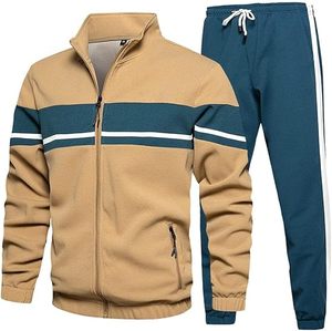 Ensemble de survêtement pour homme, 2 pièces, tenue décontractée, survêtement de sport contrasté, ensemble de jogging - Product Image 1