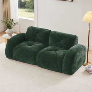 Divano a 2 Posti in Velluto Trapuntato con Base Antiscivolo, Design Ergonomico, Spugna ad Alta Densità 32D, Morbido Divano Senza Struttura per Soggiorno - Product Image 1