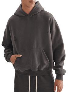 Nouveau design, best-seller : Sweat à capuche en coton mélangé délavé à l'acide, personnalisable, style streetwear, design sur mesure, thermique - Product Image 2