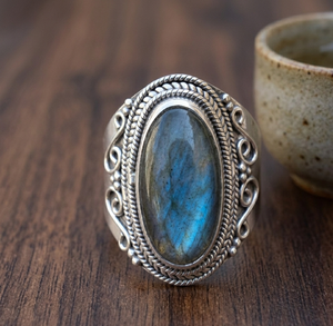 Blue Flash <b>Labradorite</b> <b>Ring</b> 925 Sterling Silver Rose Gold Yellow Gold Plated Handmade Vintage Boho Statement Gemstone <b>Ring</b> Women - Product Image 6