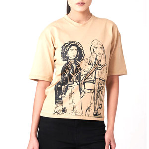 เสื้อยืดผู้หญิงทรงพอดีตัวแบบสบายๆเสื้อผ้าฝ้ายที่มีรูปลักษณ์ทันสมัยและผ้าน้ำหนักเบาเสื้อยืดผู้หญิงมีคุณภาพ - Product Image 1