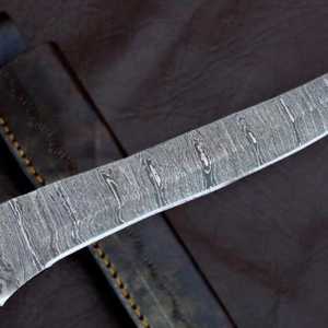 Couteau à filet en acier damas forgé à la main de 12 pouces |   Couteau de chasse avec manche en os de chameau, embouts en laiton, service OEM, tranchant comme un rasoir - Product Image 2