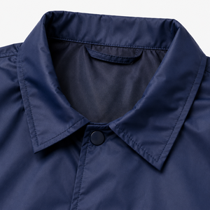 Men's Navy Blue <b>Waterproof</b> Casual Shirt <b>Jacket</b> Turn-down Collar Regular Fit Polyester Spring Coat With Button Closure - Product Image 4