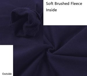 <b>Women's</b> <b>Navy</b> Blue Hooded Zip-Up Sweatshirt Full Sleeve Solid Color Casual Knitted Cotton Autumn Wear - Product Image 4