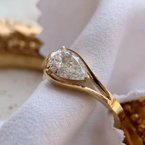 Modern Lab Grown 1.01CT VS1 Pear Cut Diamond Signet <b>Ring</b> Unique Design 14K Solid Gold Engagement Party for Brides Surprise Gift - Product Image 5