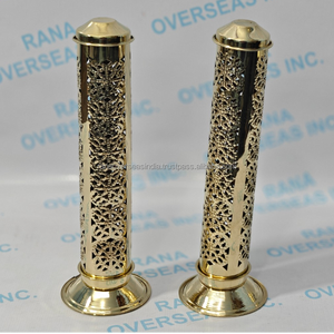 Soporte de latón premium para quemador de incienso en forma de torre, diseño Jali con ventilación, soporte metálico hecho a mano, ecológico, para el hogar, el templo o la espiritualidad. - Product Image 2