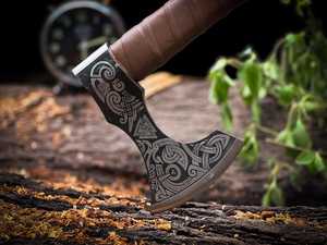 Custom Handmade Forged Carbon Steel Axe Outdoor Camping Hunting Hatchet Wooden Handle Survival Axe With Cover Survival <b>Tool</b> - Product Image 2