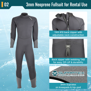 Traje de Neopreno Profesional AROPEC de 3mm con Rodilleras Supratex, Traje de Buceo Resistente para Alquiler y Centros de Buceo OEM - Product Image 3
