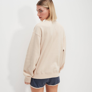 Sudadera Beige Extra Grande para Mujer, Cuello Redondo, Manga Larga, Diseño Asimétrico de Punto Sólido, Ropa de Otoño - Product Image 2