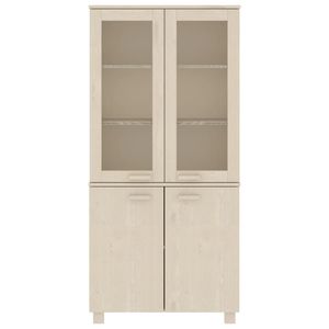 Ensemble de 2 grands meubles de rangement en bois de pin massif et MDF couleur miel avec vitrine en verre - Product Image 3