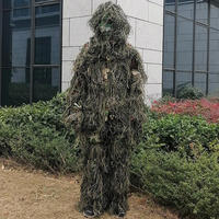 OEM 2026 Ensemble de camouflage Ghillie 3D imperméable pour la chasse et l'entraînement, comprenant veste, pantalon, capuche et sac de transport, en nylon sportif, avec accessoires
