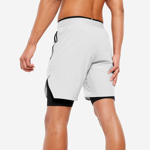 Shorts de sport pour hommes en toile 100 % coton, respirants et à séchage rapide, style urbain, couleur unie, taille élastique personnalisable - Product Image 3