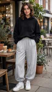 Pantalon de survêtement gris pour homme, taille élastique avec cordon de serrage, coupe décontractée athlétique, poids moyen, 95 % polyester, idéal pour l'hiver - Product Image 5