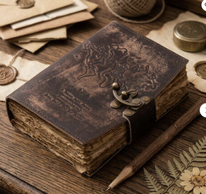 Wholesale Embossed Brown Leather Journal with Clasp - Deckle Edge vintage paper Travel <b>Diary</b> <b>notebooks</b> sketchbooks - Product Image 3