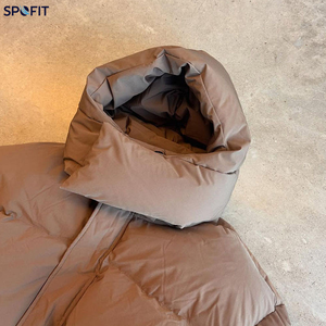 SPOFIT Chaqueta de Plumón con Capucha para Hombre, Gruesa y Cálida, Corta, Acolchada, Casual, con Cierre de Cremallera, Color Sólido, Ajuste Holgado, Ropa Exterior - Product Image 2