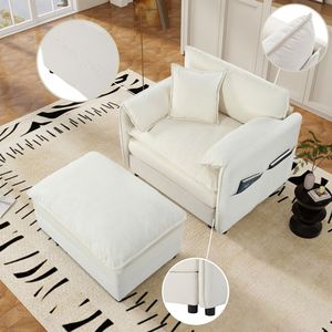 Divano Modulare Cloud con Seduta Profonda, 2 Pouf e Cuscini Morbidi, Combinazione Fai-da-Te per Soggiorno, Divanetto per Appartamento - Product Image 5