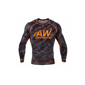 Men's Full Sleeve Rash Guard Black <b>Camo</b> Sublimation Print Quick Dry Performance Shirt Adult Long Sleeve <b>Top</b> - Product Image 1