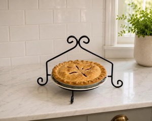 Soporte de Servicio de 2 Niveles con Marco de Metal Plateado y Platos Blancos, Estante Moderno para Alimentos, Soporte Decorativo de Metal para Cocina - Product Image 2