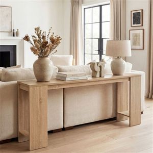 Consolle da ingresso stile rustico da 180 cm con ripiano inferiore contenitore, tavolo stretto per ingresso - Product Image 4