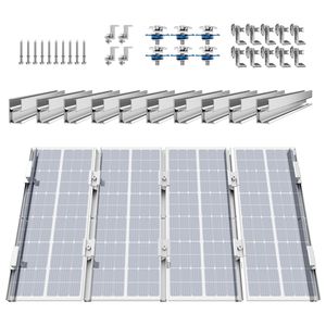 Aluminum 6005-T5 <b>Solar</b> <b>Panel</b> Mounting Brackets 10 X 4 <b>Mini</b> Rails Mount Kit with 4 End & 6 Mild Clamps - Product Image 1