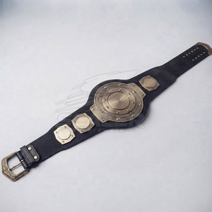Ceinture de championnat de lutte en cuir doré avec logo central personnalisé, design détaillé, sangle ajustable taille haute pour événements sportifs - Product Image 4