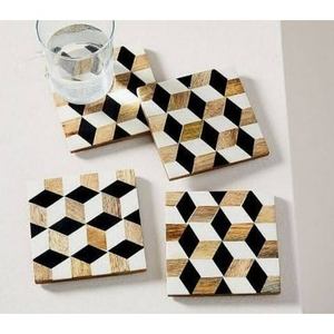 Posavasos de Madera de Acacia Premium, Diseñado para Proteger las Superficies de las Mesas, Forma Rectangular para Servir Té, Café y Bebidas - Product Image 2