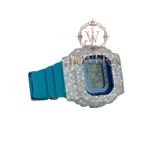 Luxury Moissanite Blue <b>Rubber</b> Diamond <b>Watch</b> for Trendy Events Fashion Shows and Luxury Gifting Available at Export Price - Product Image 3