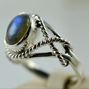Labradorite <b>Ring</b> 925 Sterling <b>Silver</b> Handmade <b>Boho</b> Statement Promise Jewelry for Women Natural Oval Shape Gemstone Jewelry - Product Image 3
