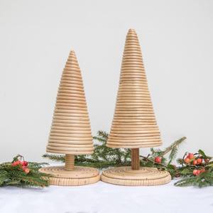 Décorations de Noël rayées tissées à la main, très demandées, arbre conique circulaire en rotin avec support pour la décoration intérieure - Product Image 2